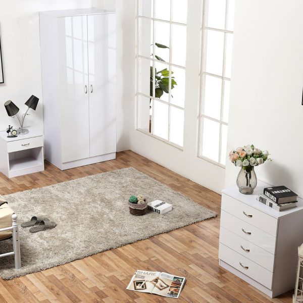 Alina Bedroom Set – 2 Door Wardrobe, Bedside Cabinet and Chest Of Drawer