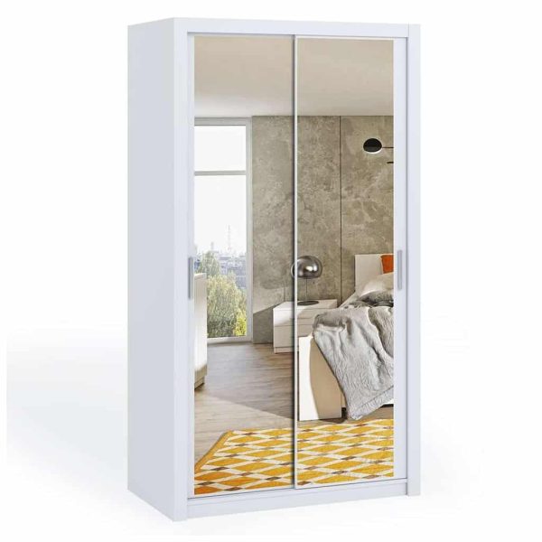 White 180cm Bonito Sliding Mirror Door Wardrobe